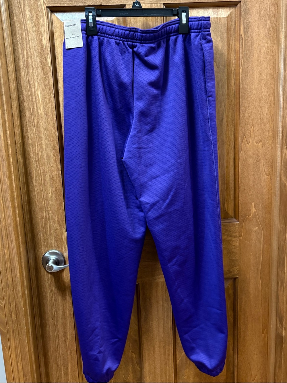 Purple Athletic Track Pants with Small Gold Logo - Picture 2 of 4